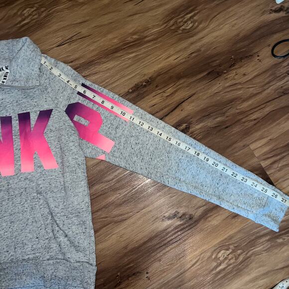 Gray Pink Colorful Victoria’s Secret Pink Quarter Zip Hoodie Size Medium - Picture 6 of 7